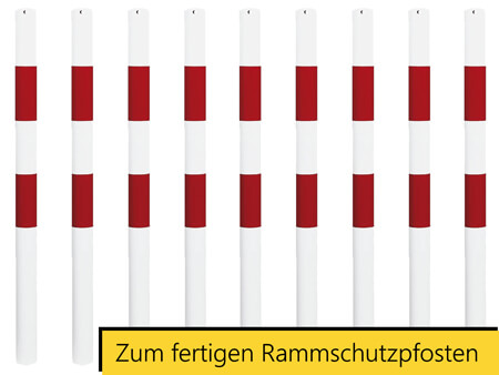 Zum Rammschutzpfosten aus Stahl rotweiß feuerverzinkt Zum Rammschutzpfosten aus Stahl rotweiß feuerverzinkt